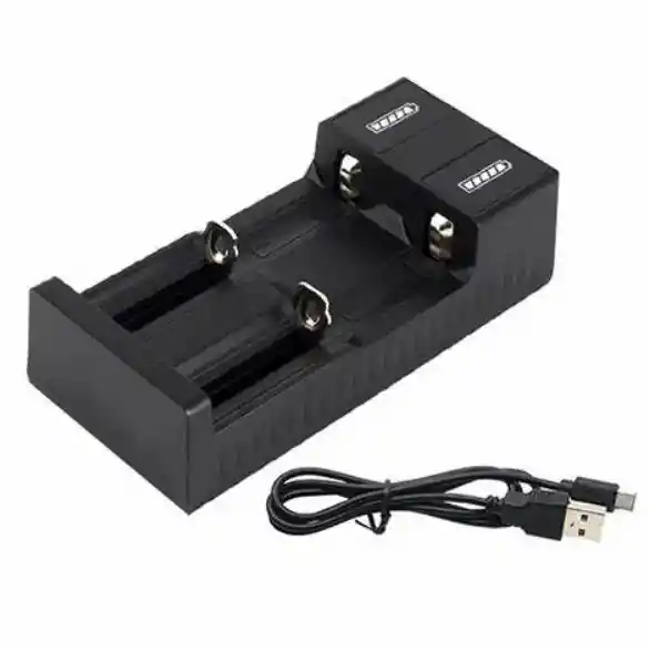 Cargador Usb Portátil De Doble Ranura Para Baterías De Litio Recargables Tipo 18650