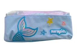 Cartuchera Cola De Sirena Azul Doble Bolsillo