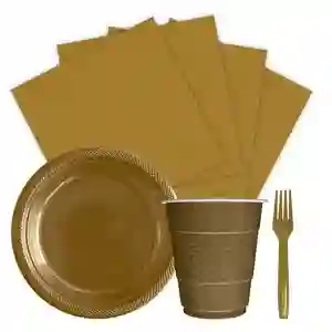 Kit Platos Vasos Servilletas Tenedores Desechables Unicolor Sempertex