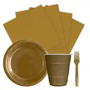 Kit Platos Vasos Servilletas Tenedores Desechables Unicolor Sempertex