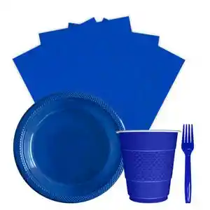 Kit Platos Vasos Servilletas Tenedores Desechables Unicolor Sempertex