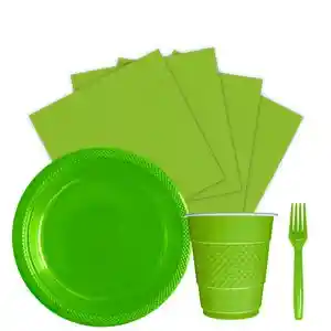 Kit Platos Vasos Servilletas Tenedores Desechables Unicolor Sempertex