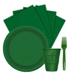 Kit Platos Vasos Servilletas Tenedores Desechables Unicolor Sempertex