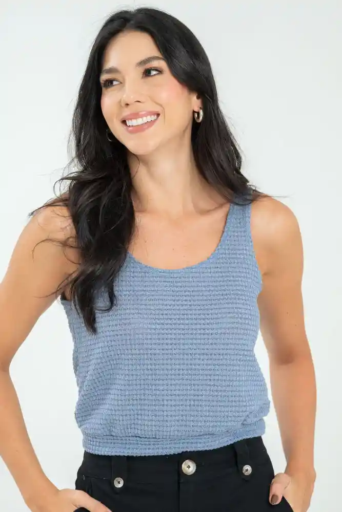Top Tejido Malaga Color Azul Medio Talla Xs