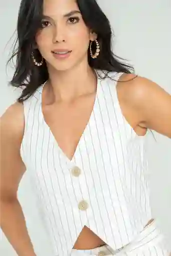 Chaleco Rayas Color Blanco Crudo Talla Xs