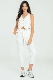 Pantalon Rayas Color Blanco Crudo Talla 14