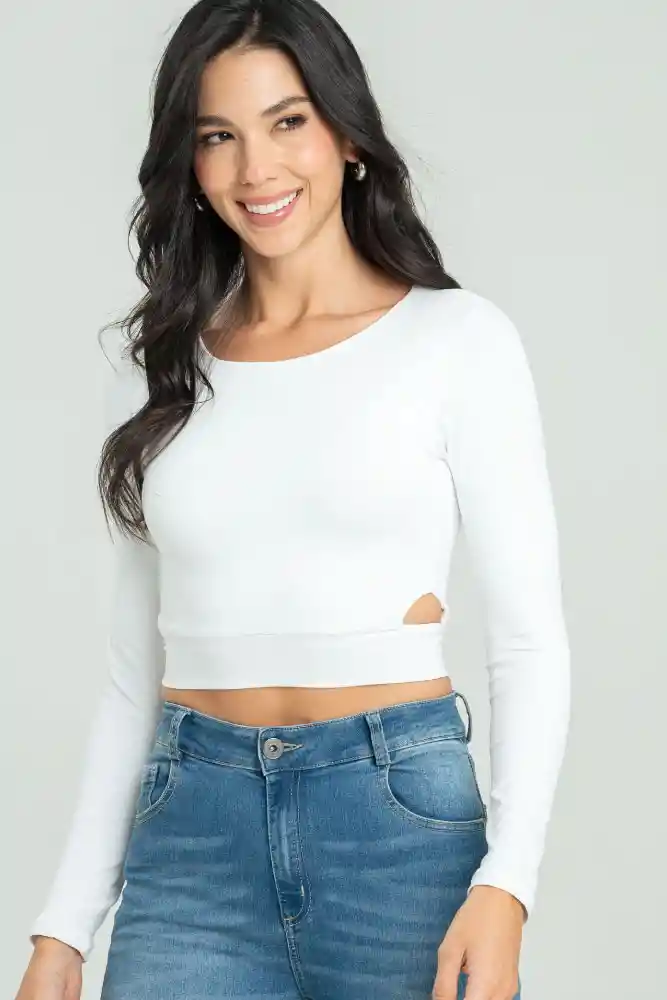 Crop Top Hideat Color Blanco Crudo Talla M