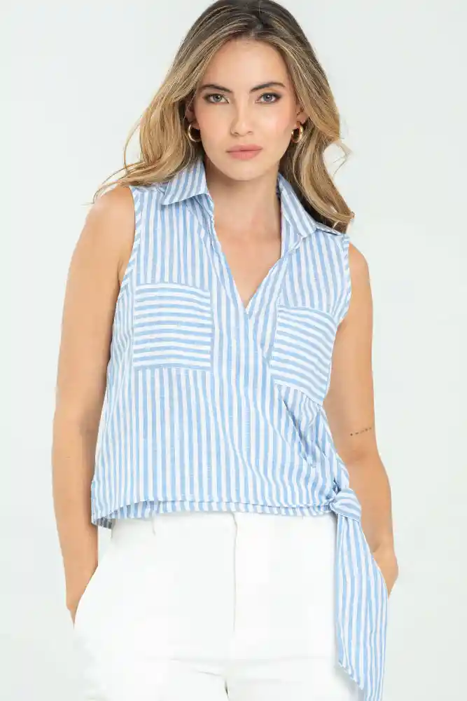 Blusa Stripes Ford Color Azul Claro Talla M