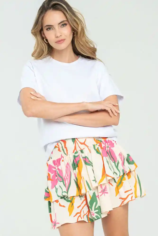 Falda Capas Mini Color Marfil Talla 10