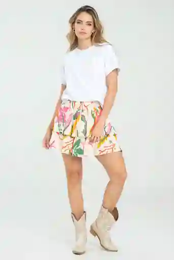 Falda Capas Mini Color Marfil Talla 8