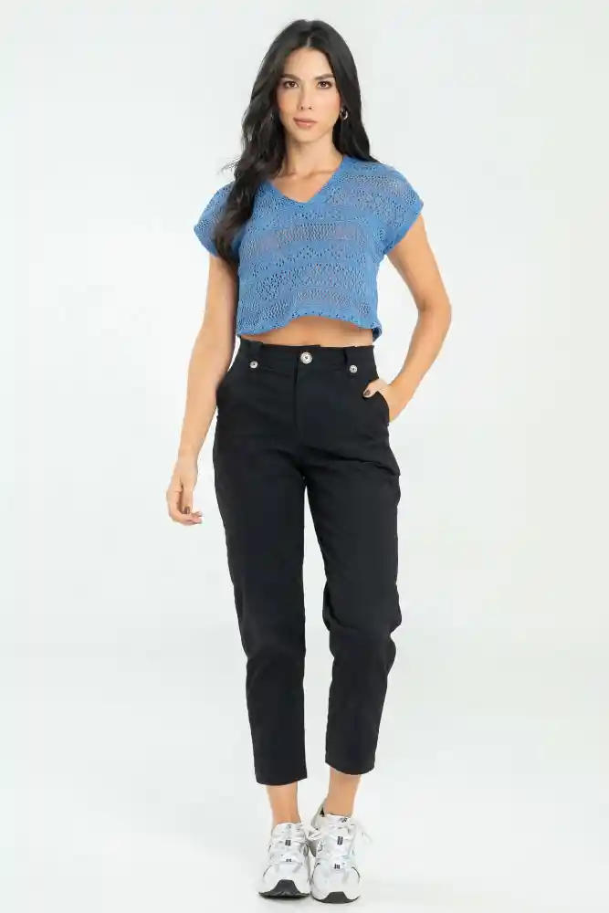 Pantalon Chino Pasador Color Negro Talla 14