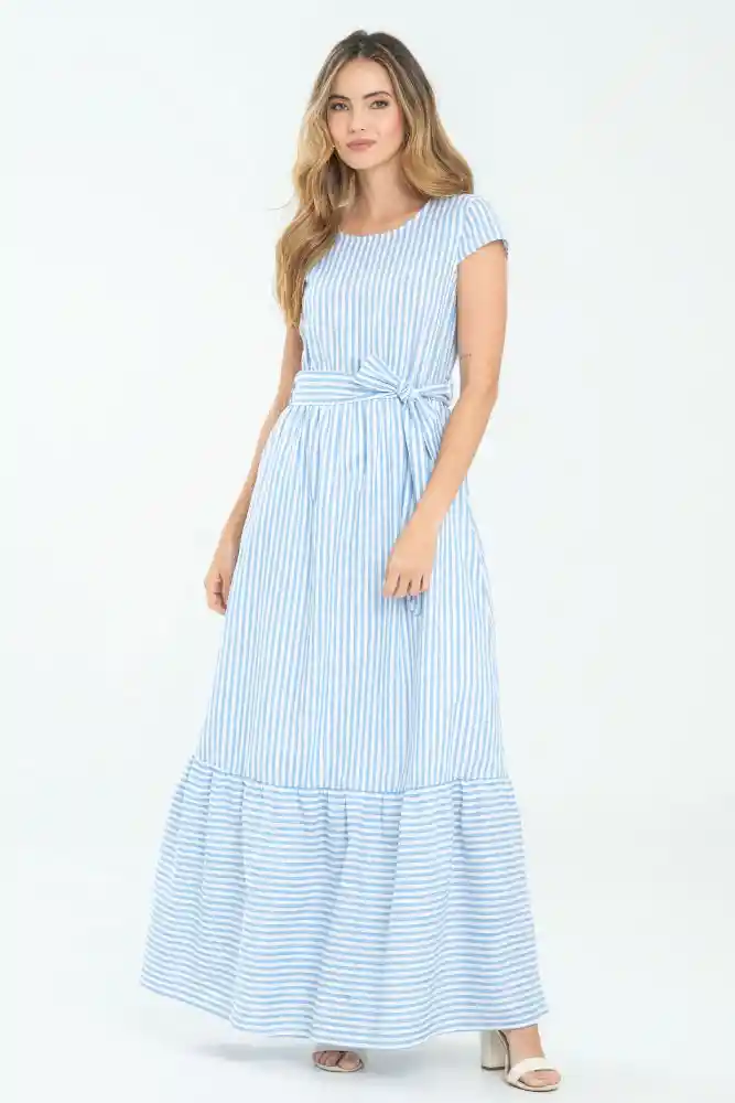 Vestido Largo Sayghe Color Azul Claro Talla S
