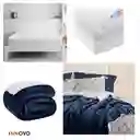 Combo Protector De Colchón Antifluido + Cobija Térmica Ovejera Doble Faz 180 X 240 Azul