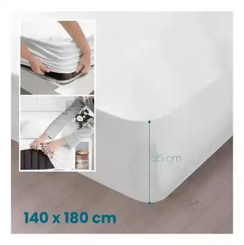 Combo Protector De Colchón Antifluido + Cobija Térmica Ovejera Doble Faz 180 X 240 Azul