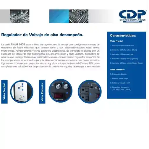Cdp R-avr 2408 Regulador De Voltaje 2400va / 1800w 8 Tomas