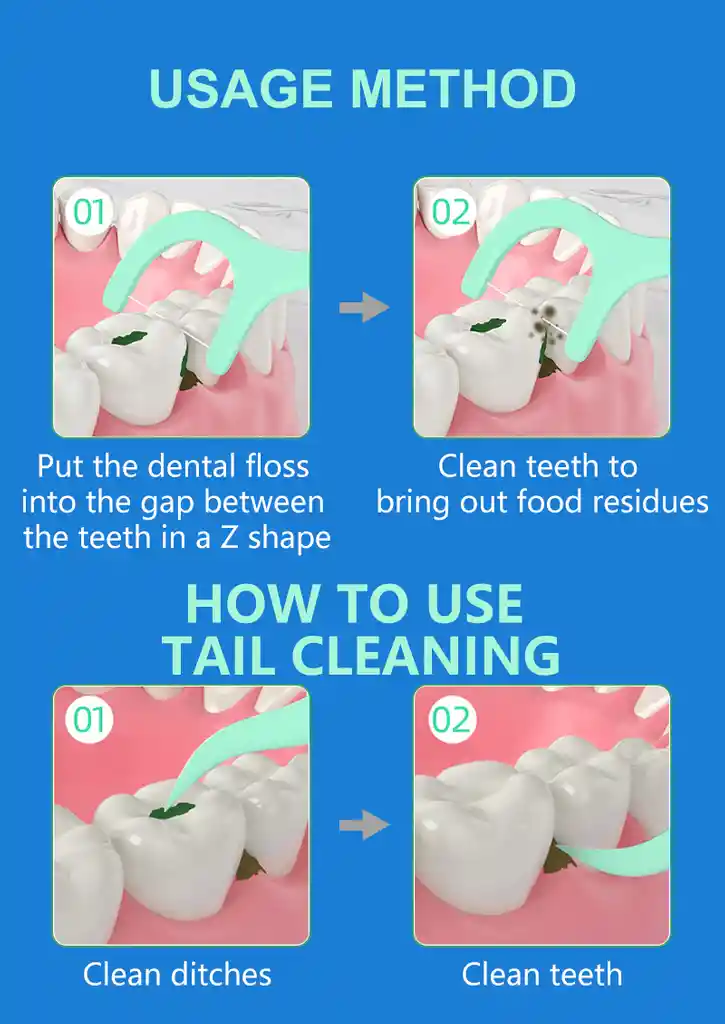 100 Hilo Dental Seda Dientes Flosser Palillos Limpieza Bucal