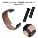 Manilla Correa De Silicona Para Reloj Inteligente Smart Watch 42 Mm Imantada Doble Faz Negro Café