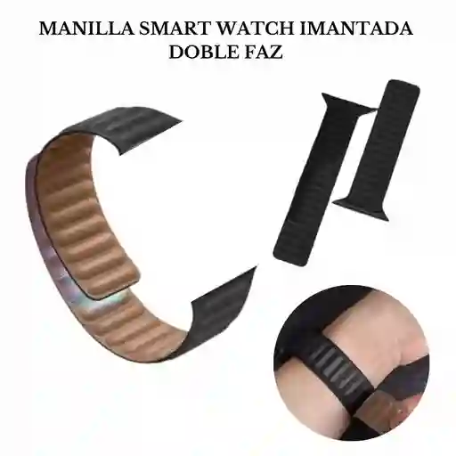 Manilla Correa De Silicona Para Reloj Inteligente Smart Watch 42 Mm Imantada Doble Faz Negro Café