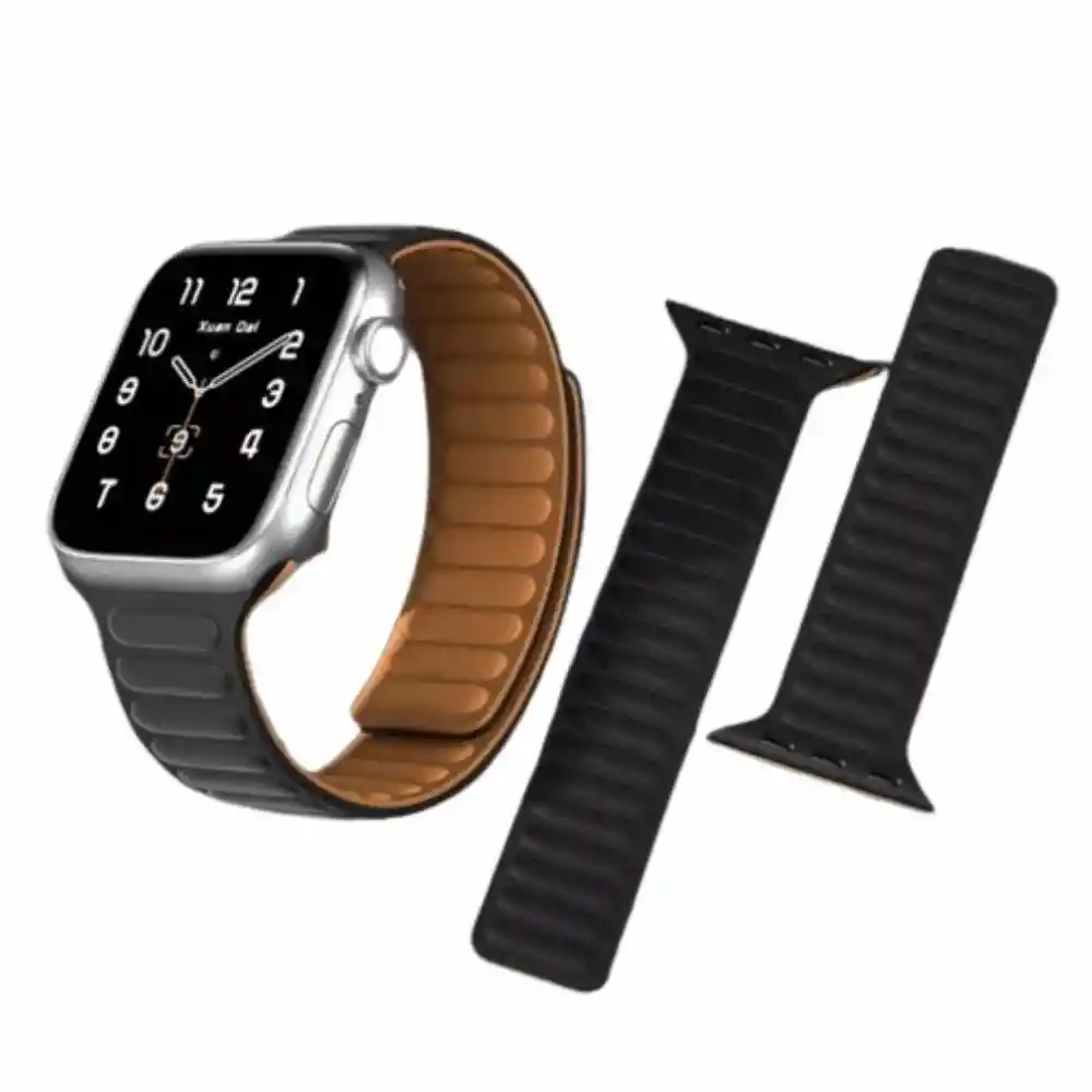 Manilla Correa De Silicona Para Reloj Inteligente Smart Watch 42 Mm Imantada Doble Faz Negro Café
