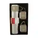 Termo Set Vaso Térmico +3 Tazas De Acero Inoxidable 500ml Negro
