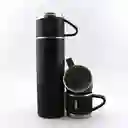 Termo Set Vaso Térmico +3 Tazas De Acero Inoxidable 500ml Negro