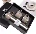 Termo Set Vaso Térmico +3 Tazas De Acero Inoxidable 500ml Negro