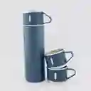 Termo Set Vaso Térmico +3 Tazas De Acero Inoxidable 500ml Azul