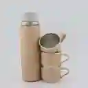 Termo Set Vaso Térmico +3 Tazas De Acero Inoxidable 500ml Rosado