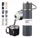 Termo Set Vaso Térmico +3 Tazas De Acero Inoxidable 500ml Rosado