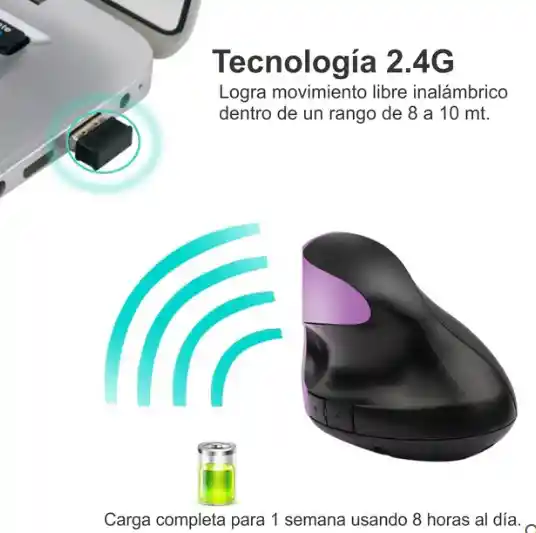 Mouse Óptico Vertical Ergonómico Inalámbrico Weibo Wb-881