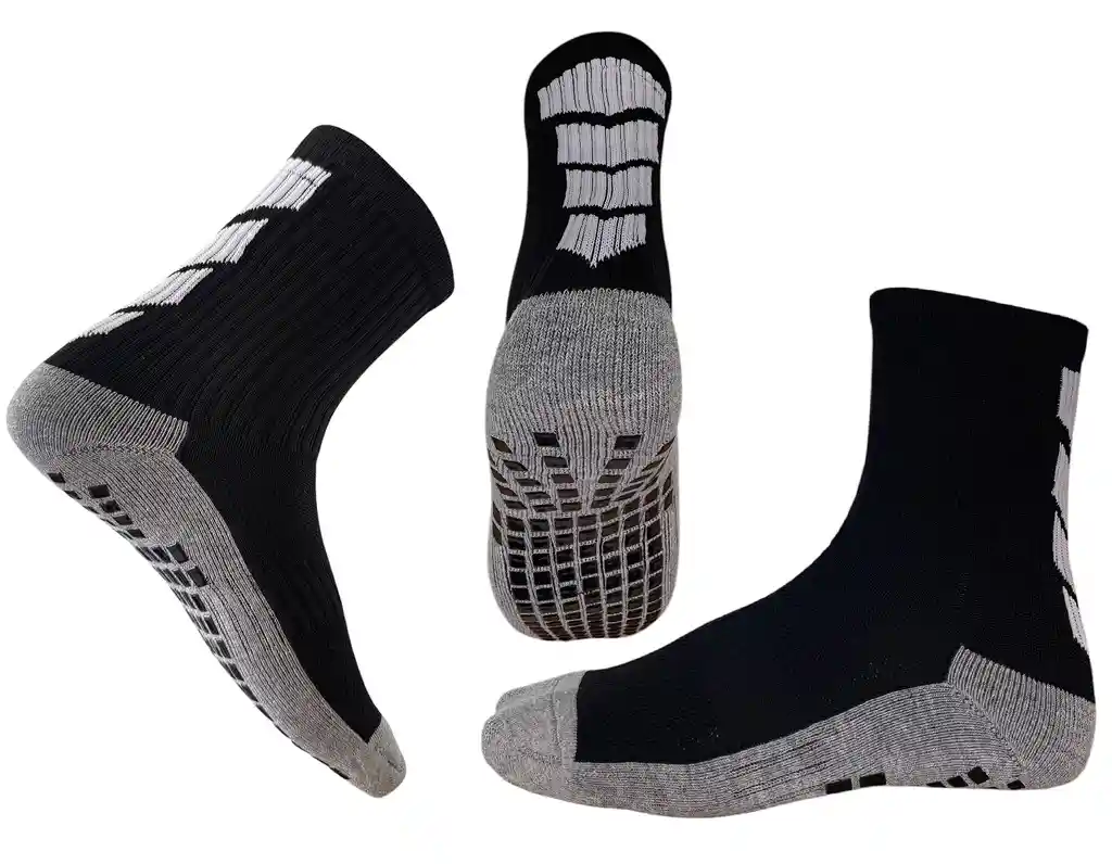 Medias Sock Roll Canilleras Antideslizante Fútbol - M003/ Negro- Blanco
