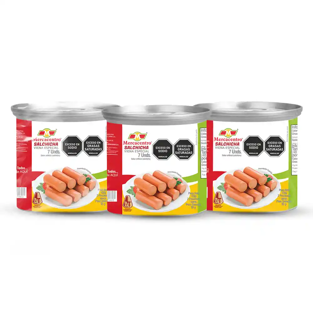 Salchicha Mercacentro Viena 3 X 150 G
