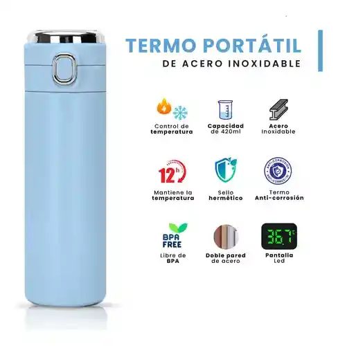 Termo Botella Portátil Conserva Temperatura Digital Led Acero Inoxidable Flask Innovo