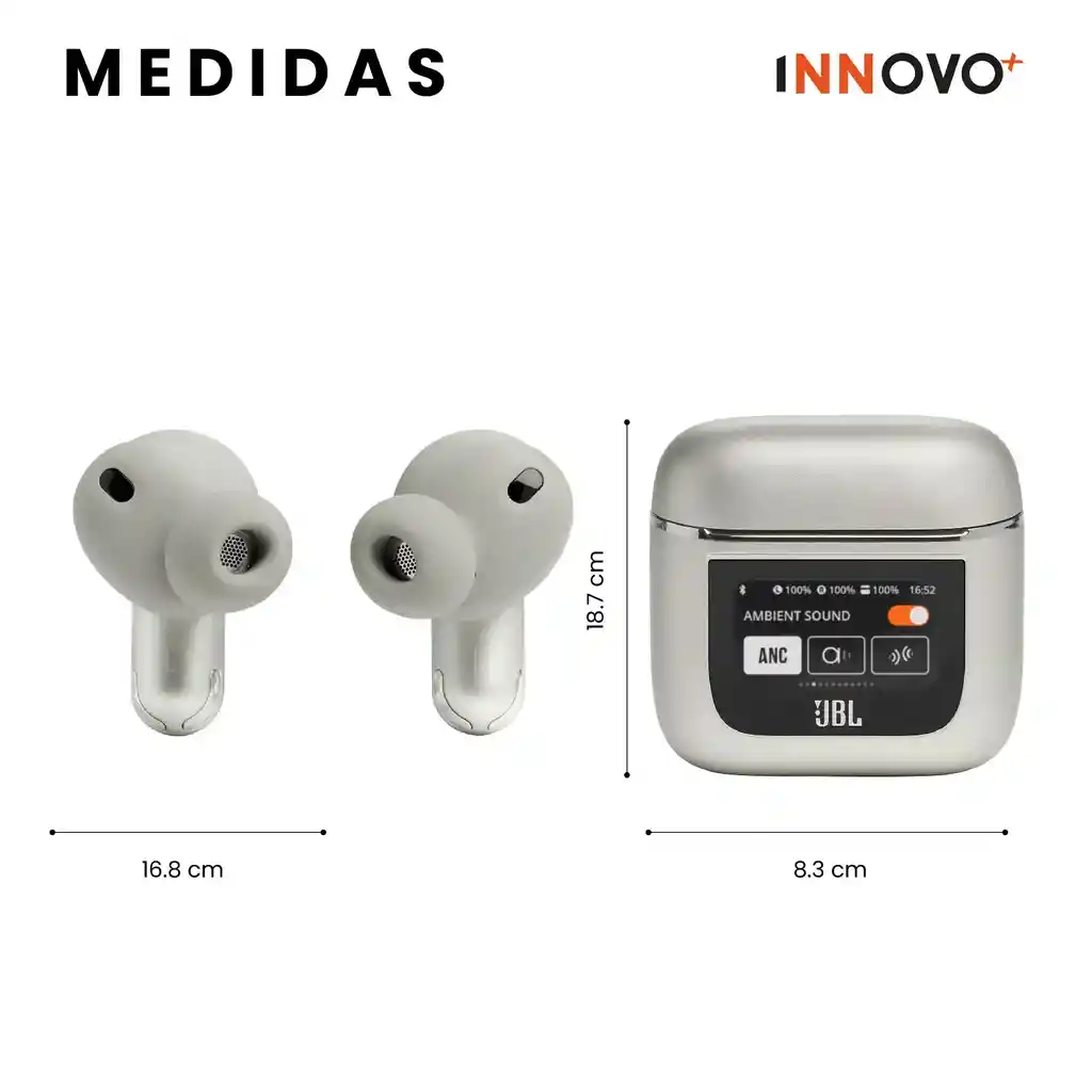 Audífonos Tour Pro 2 Jbl Harman Con Pantalla Táctil Cancelación De Ruido Replic Dorado