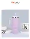 Termo Vaso Conserva Temperatura 1.2 L Acero Inoxidable Con Pitillo Lila Innovo Flask