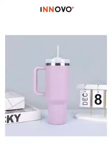 Termo Vaso Conserva Temperatura 1.2 L Acero Inoxidable Con Pitillo Lila Innovo Flask