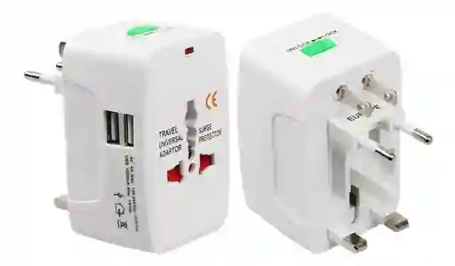 Adaptador Corriente Universal Viajero Toma 2 Puerto Usb