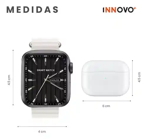 Reloj Smart Watch Beige V11 Classic Sport Suit 7 Pulsos Con Audífono Innovo Tech