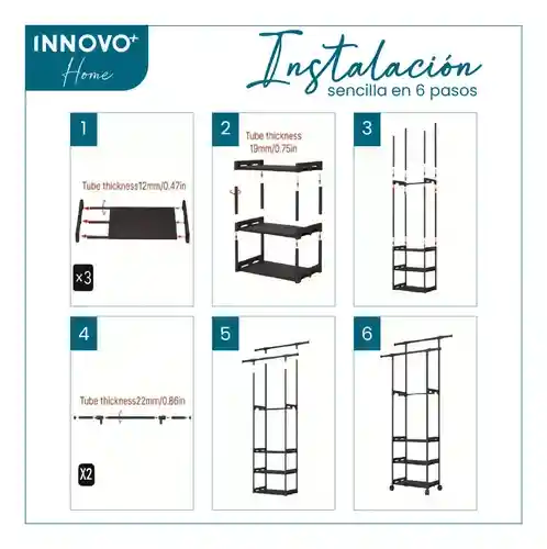 Organizador Rack De Ropa Práctico Armable Innovo Home