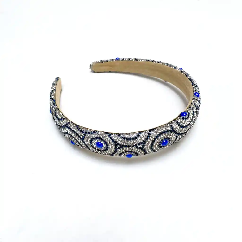 Balaca Espiral Delgada Perla Azul