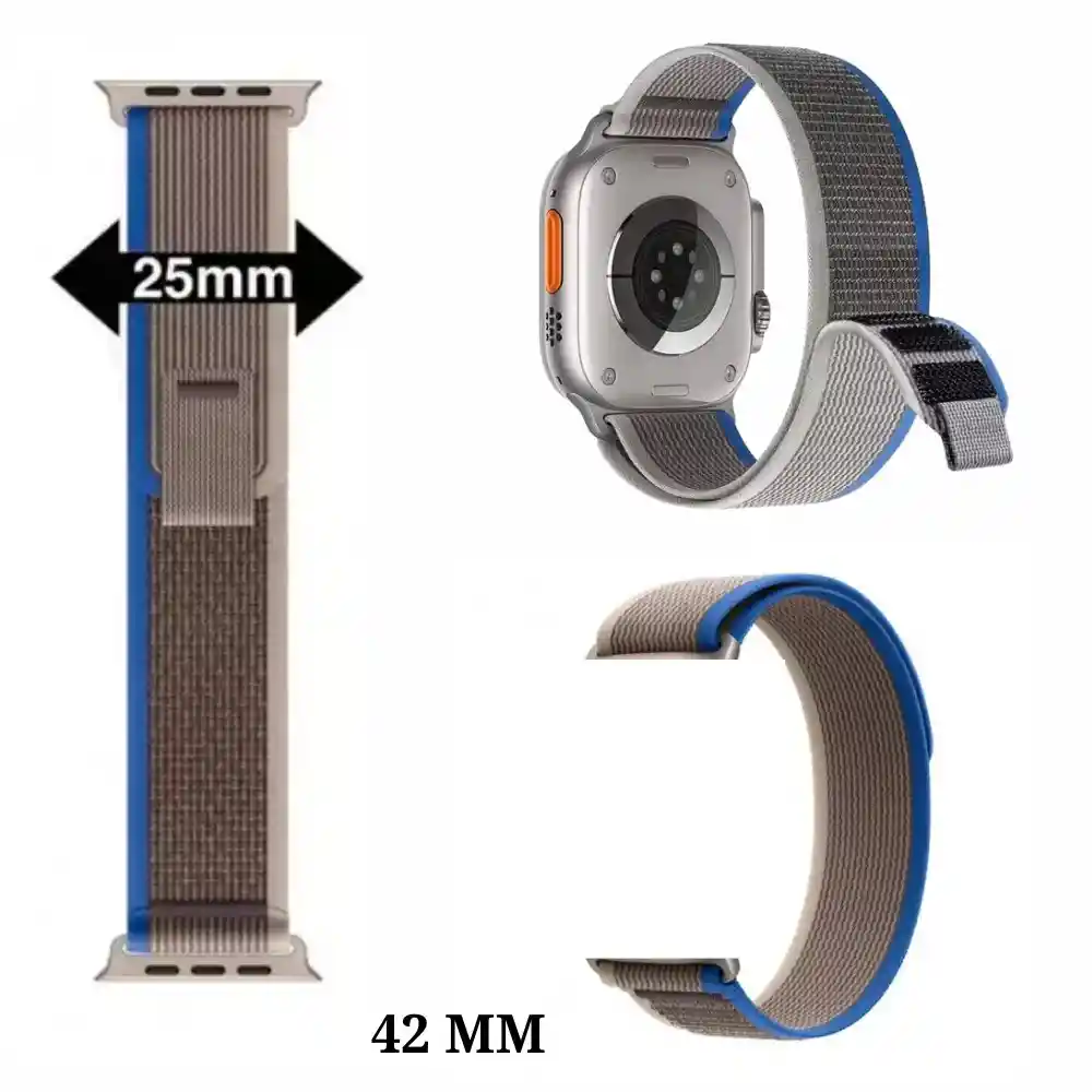 Manilla Correa De Tela Para Reloj Inteligente Smart Watch 42 Mm Gris