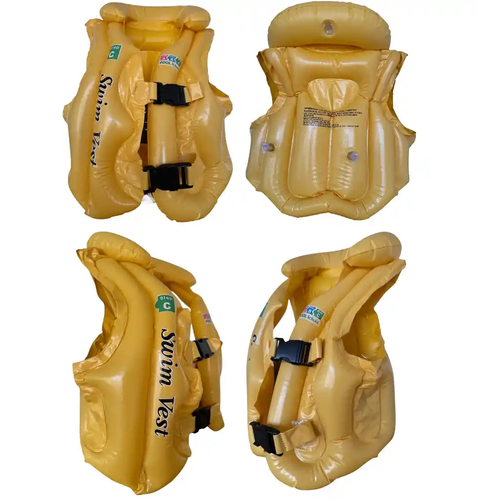 Chaleco Flotador Salvavidas Inflable Para Niños - C1505/ Amarillo