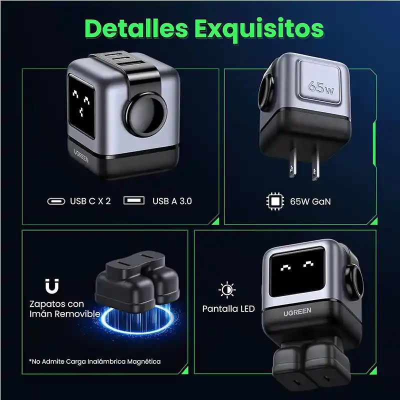 Cargador Ugreen C361 Usb-c Usb C Carga 65w Negro
