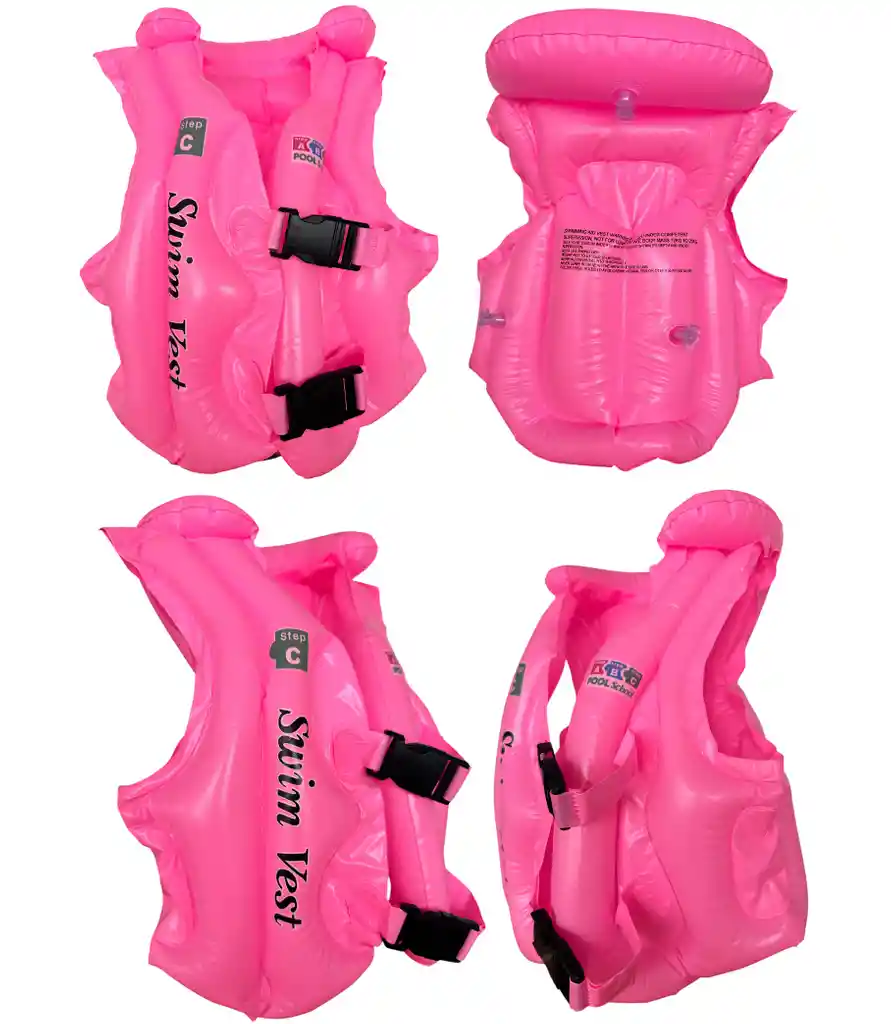 Chaleco Flotador Salvavidas Inflable Para Niños - C1505/rosado