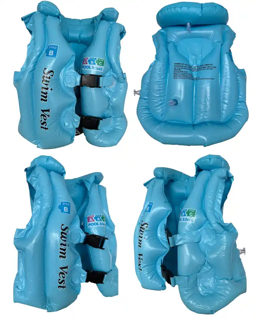 Chaleco Flotador Salvavidas Inflable Para Niños - C1505/ Azul