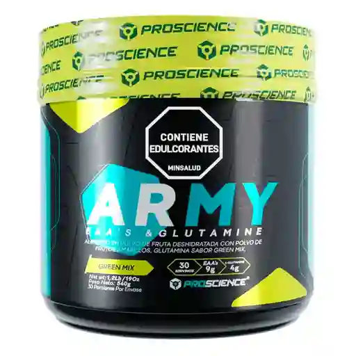Army Bcaa En Polvo Con Glutamina Sin Azúcar 540gr Green Mix Proscience