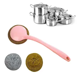 Cepillo De Limpieza De Platos Con Bola De Alambre De Acero Inoxidable