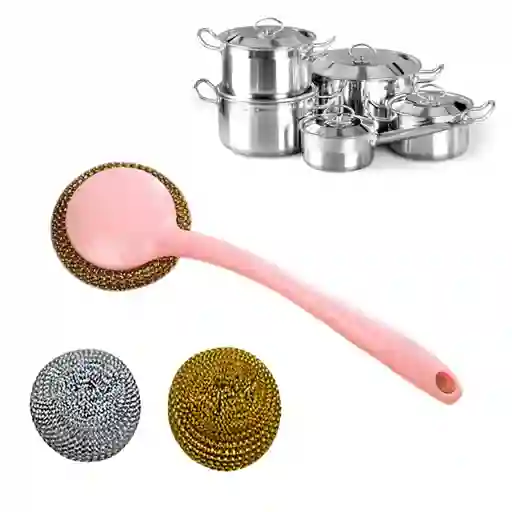 Cepillo De Limpieza De Platos Con Bola De Alambre De Acero Inoxidable