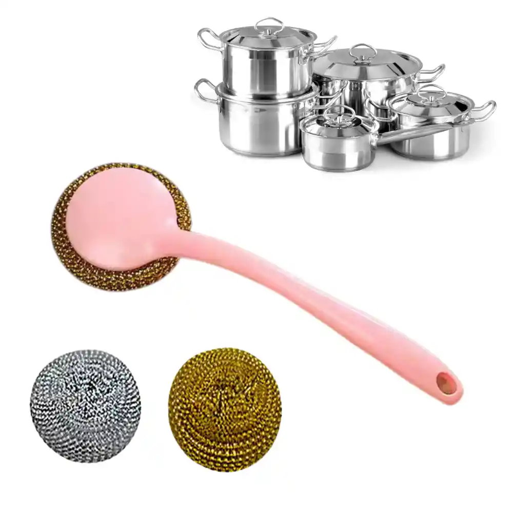 Cepillo De Limpieza De Platos Con Bola De Alambre De Acero Inoxidable