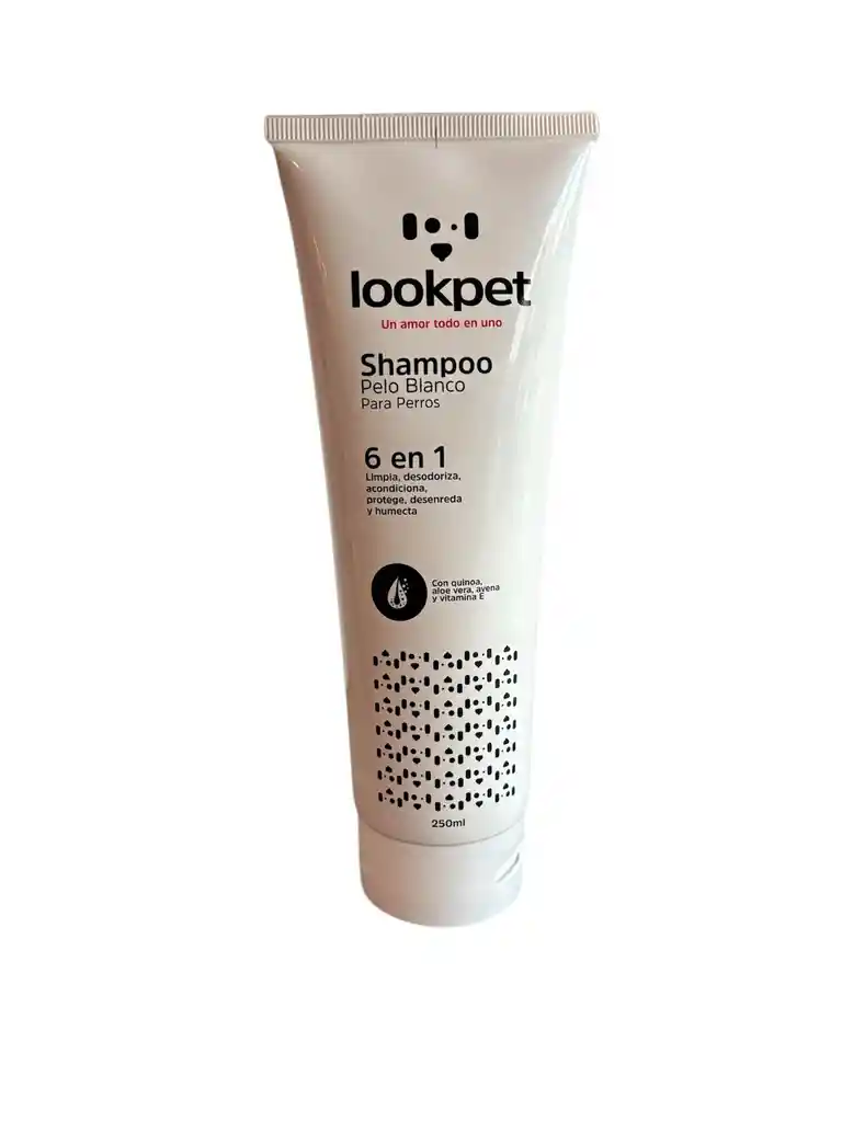 Shampoo Pelo Blanco 6 En 1 Lookpet Para Perros 250 Ml
